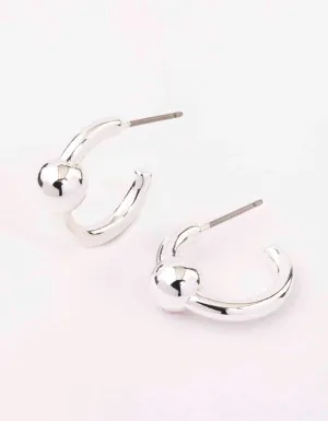 Silver Plain Ball Hoop Earrings