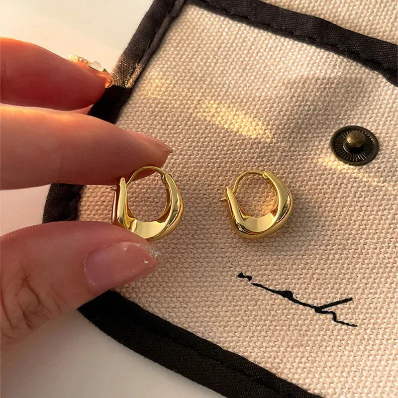 Simple Chunky Water Drop Half Empty Stud Earrings For Woman Punk Metal Gold Color C-Shaped Hook Earrings Jewelry 2023 Trend Gift