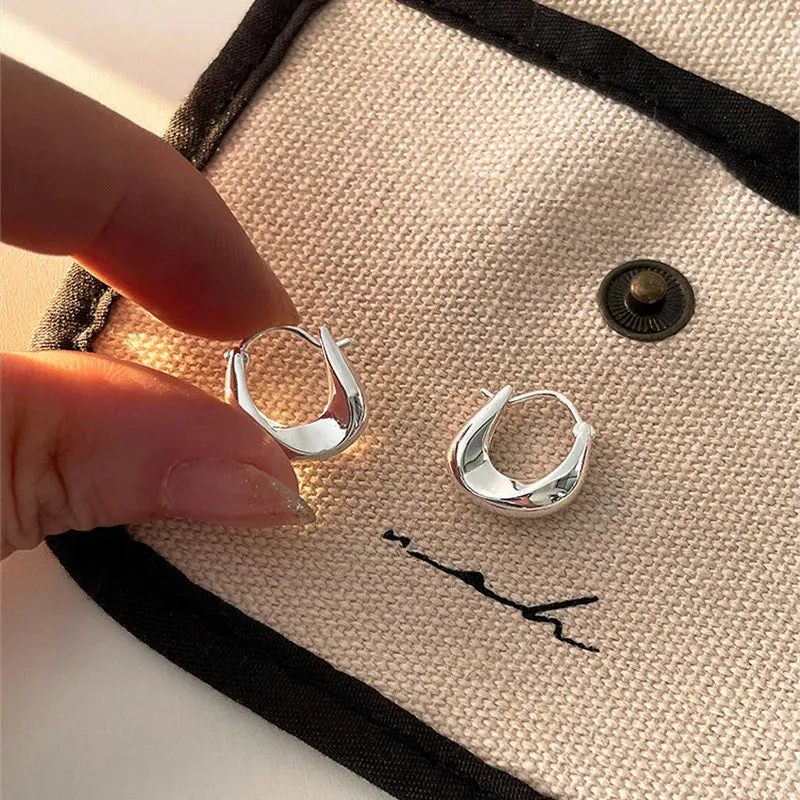 Simple Chunky Water Drop Half Empty Stud Earrings For Woman Punk Metal Gold Color C-Shaped Hook Earrings Jewelry 2023 Trend Gift