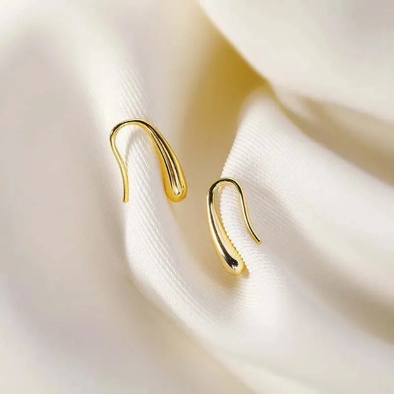 Simple Chunky Water Drop Half Empty Stud Earrings For Woman Punk Metal Gold Color C-Shaped Hook Earrings Jewelry 2023 Trend Gift