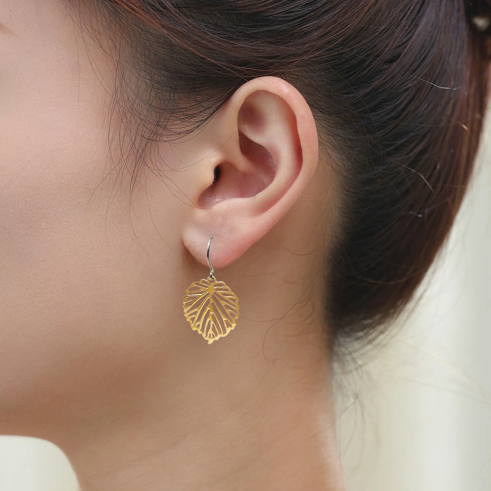 Small Monstera Leaf Earrings