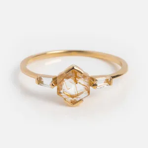 Solid Gold Rutilated Quartz Illumination Ring