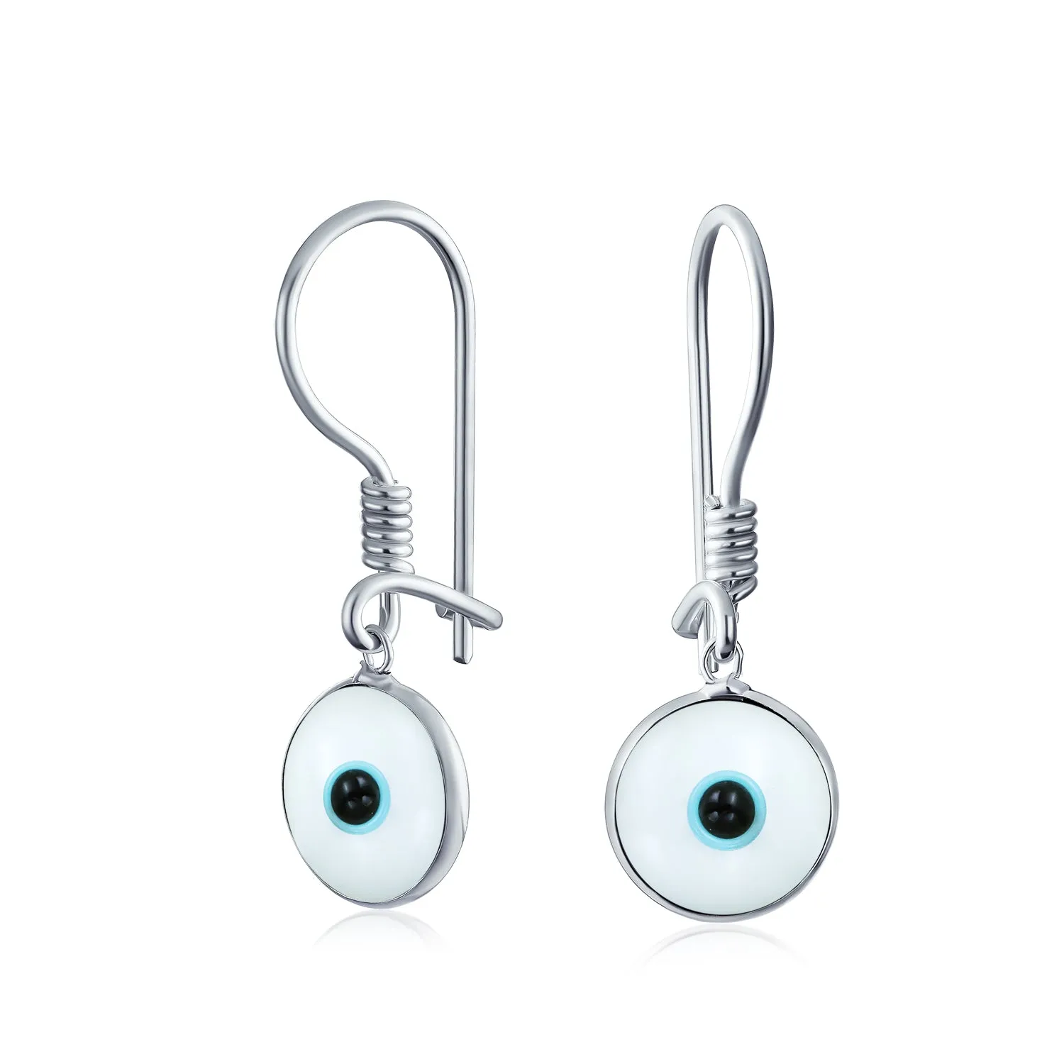 Spiritual Protection Multicolor Nazar Evil Eye Dangle Earrings Sterling Silver Hooks