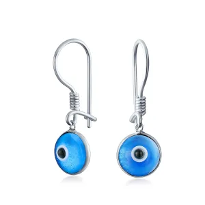 Spiritual Protection Multicolor Nazar Evil Eye Dangle Earrings Sterling Silver Hooks