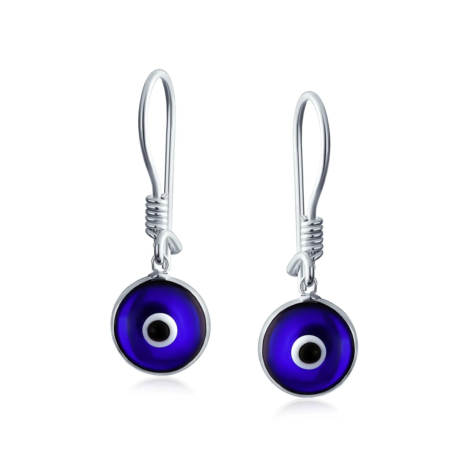 Spiritual Protection Multicolor Nazar Evil Eye Dangle Earrings Sterling Silver Hooks