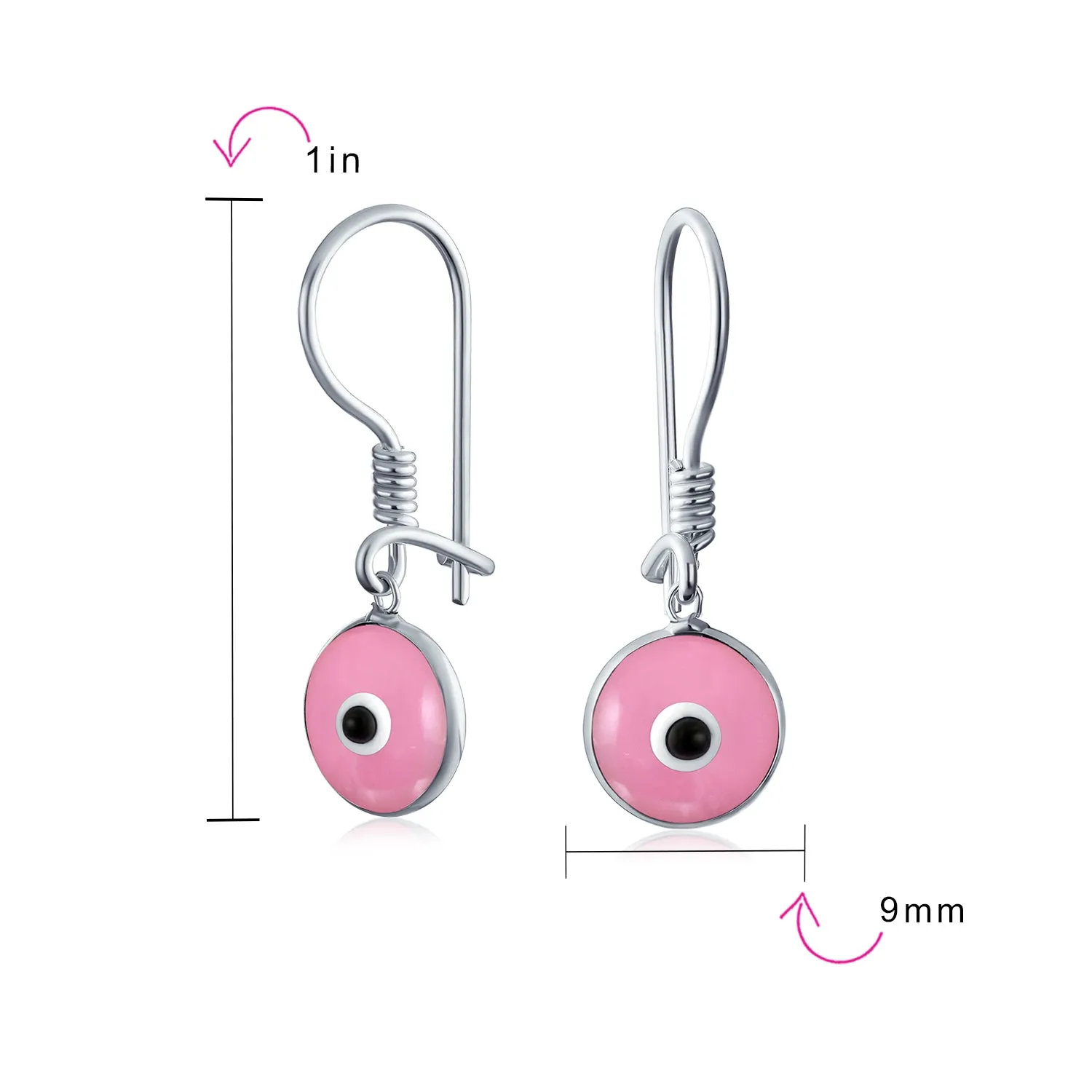 Spiritual Protection Multicolor Nazar Evil Eye Dangle Earrings Sterling Silver Hooks