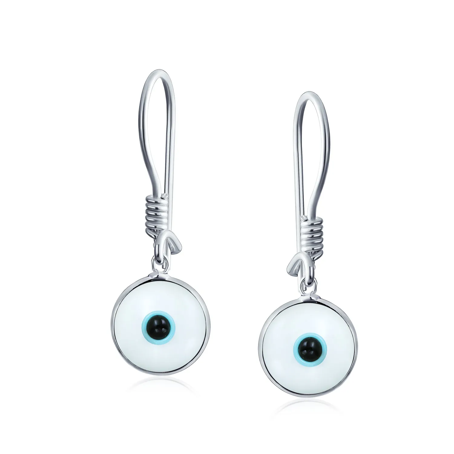 Spiritual Protection Multicolor Nazar Evil Eye Dangle Earrings Sterling Silver Hooks