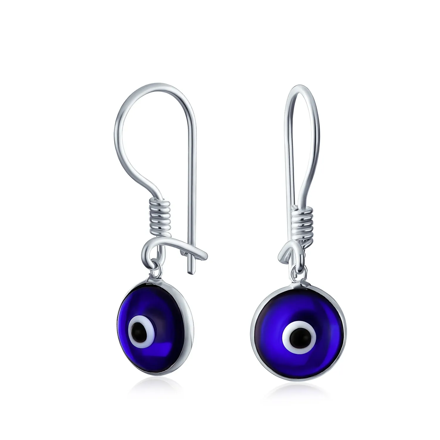 Spiritual Protection Multicolor Nazar Evil Eye Dangle Earrings Sterling Silver Hooks