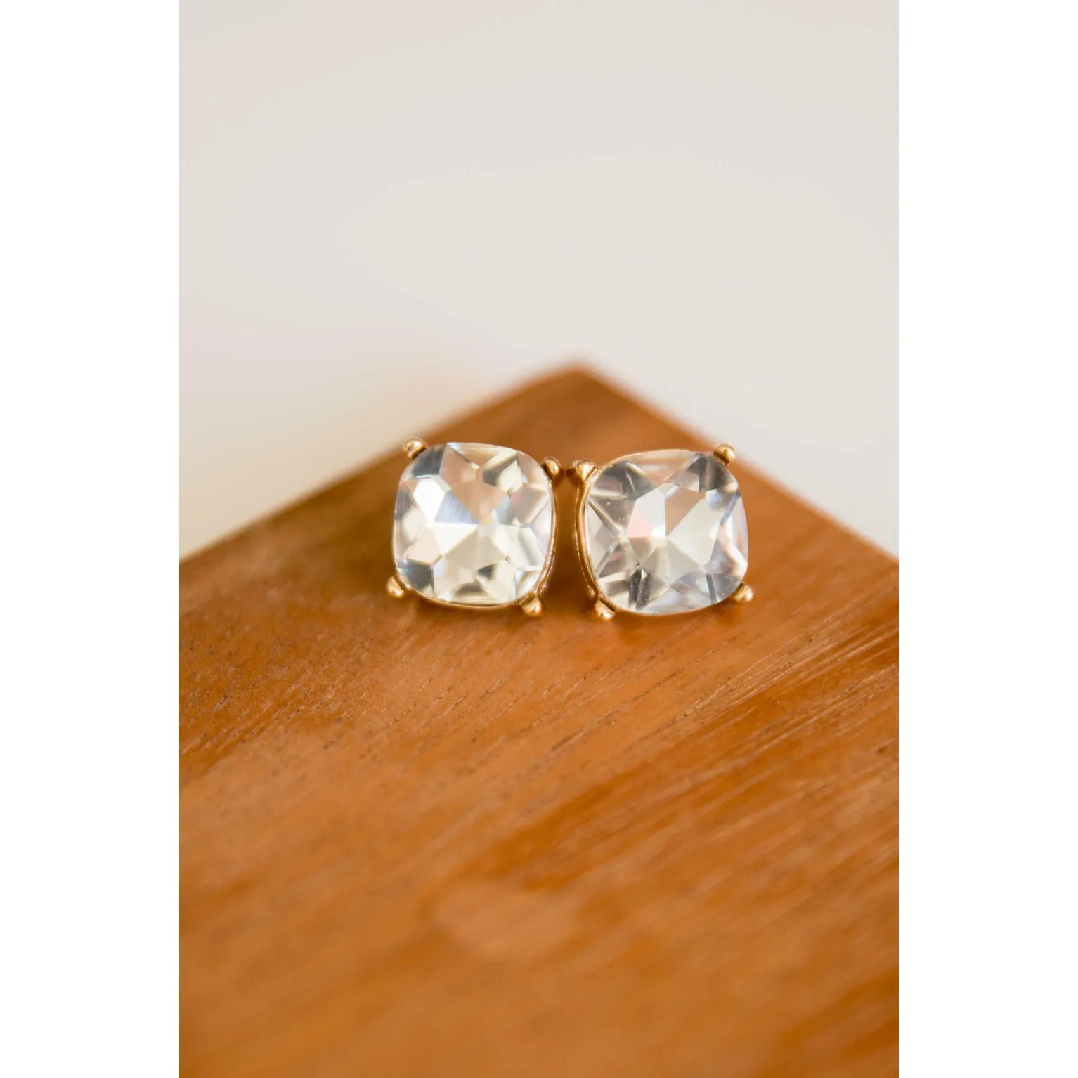 Squared Gem Stud Earrings