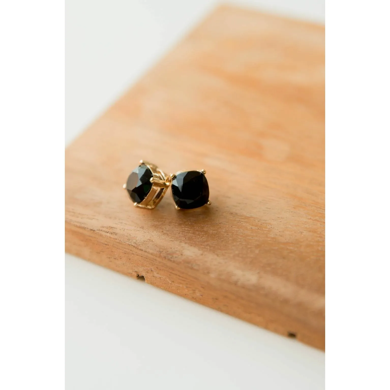 Squared Gem Stud Earrings