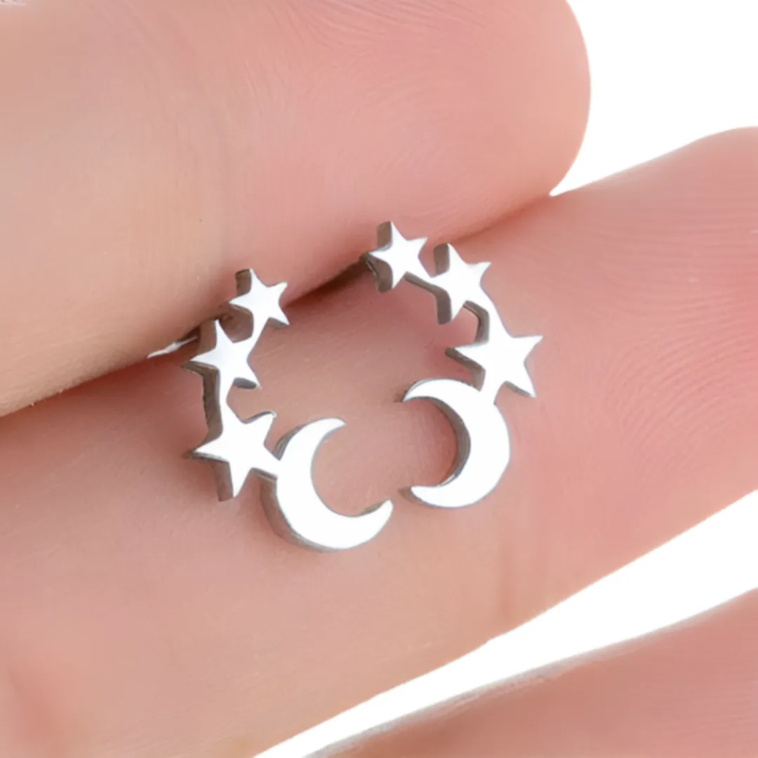 Stainless Steel Earrings - Moon Constellation