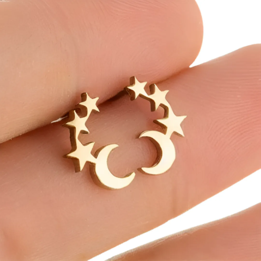 Stainless Steel Earrings - Moon Constellation