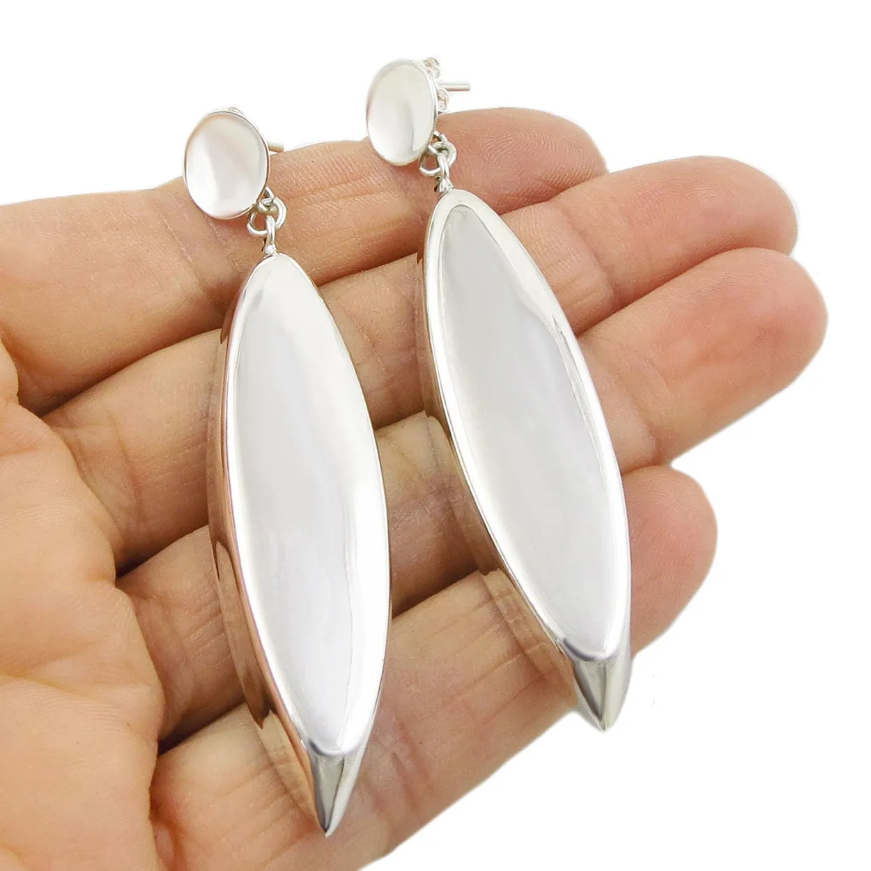 Sterling Silver Bold Polished Dangly Earrings