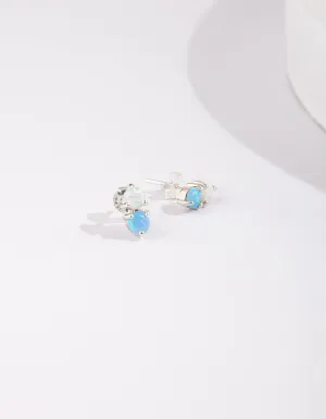 Sterling Silver Double Synthetic Opal Stud Earrings