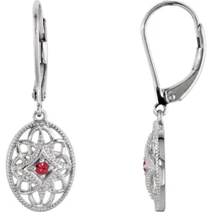 Sterling Silver Genuine Gemstone Filigree Lever Back Earrings