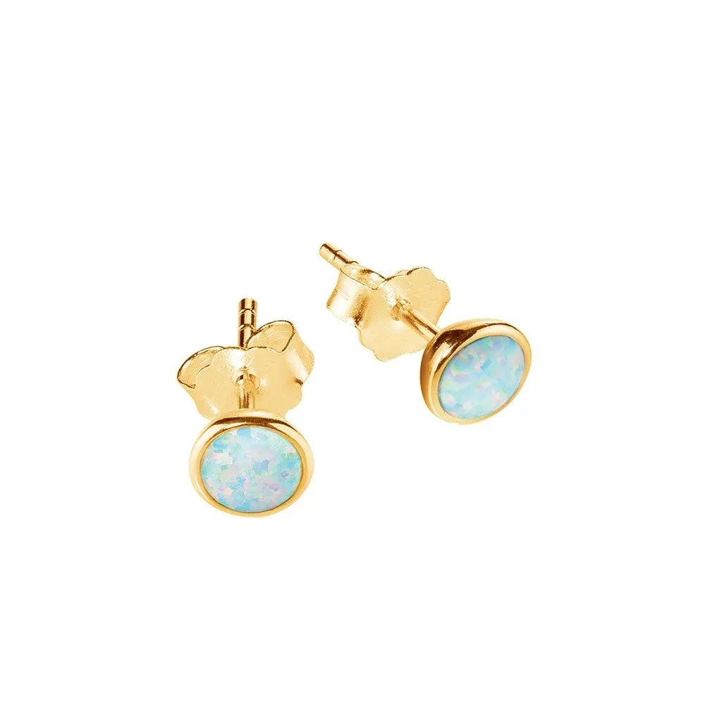 Sterling Silver Studs - Gold Opalite Studs