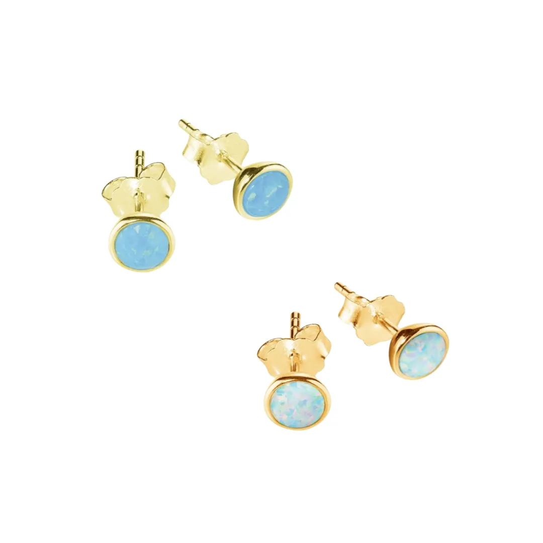 Sterling Silver Studs - Gold Opalite Studs