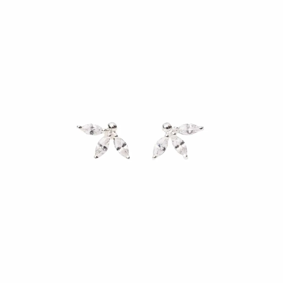 Sterling Silver Three CZ Petals Studs