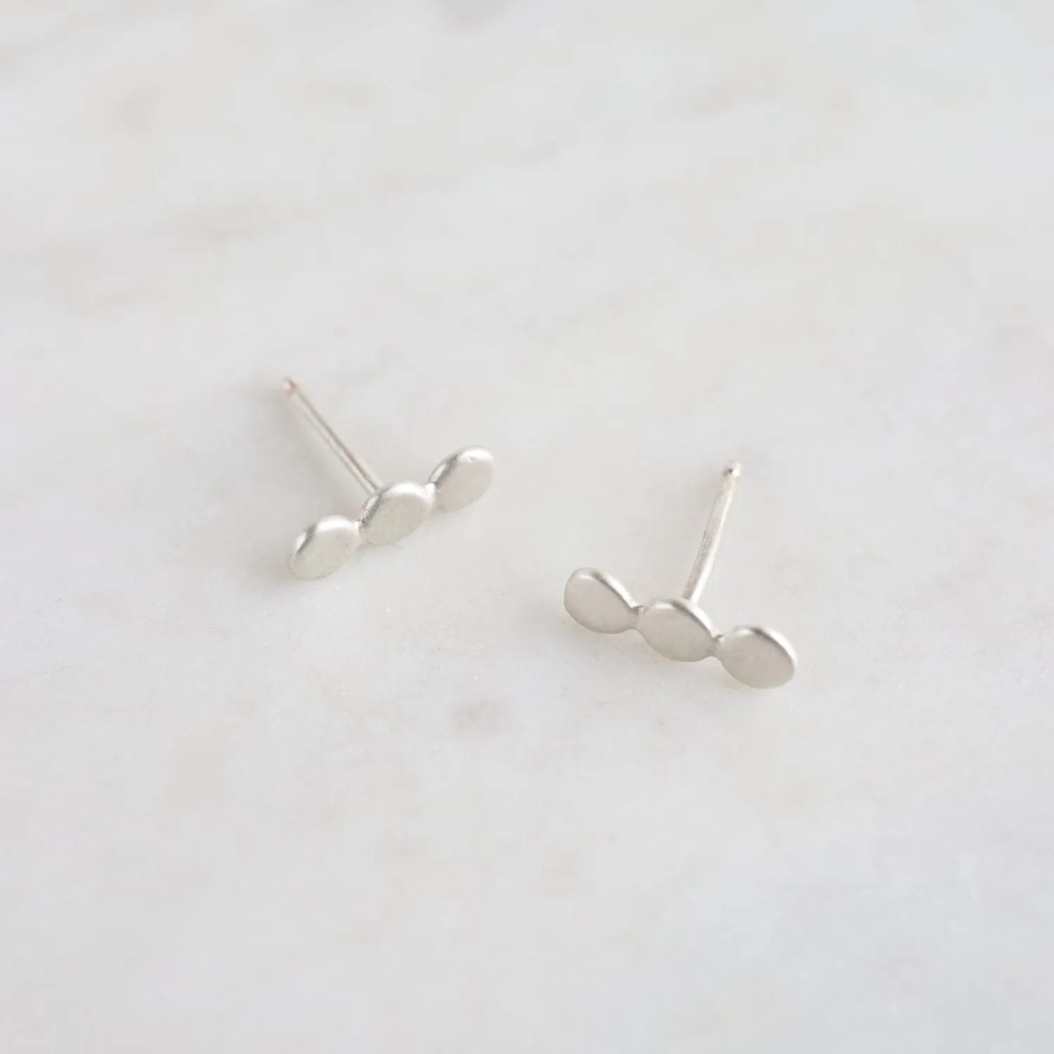 Sterling Silver Triplets Studs Earrings