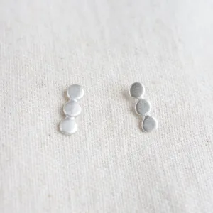 Sterling Silver Triplets Studs Earrings