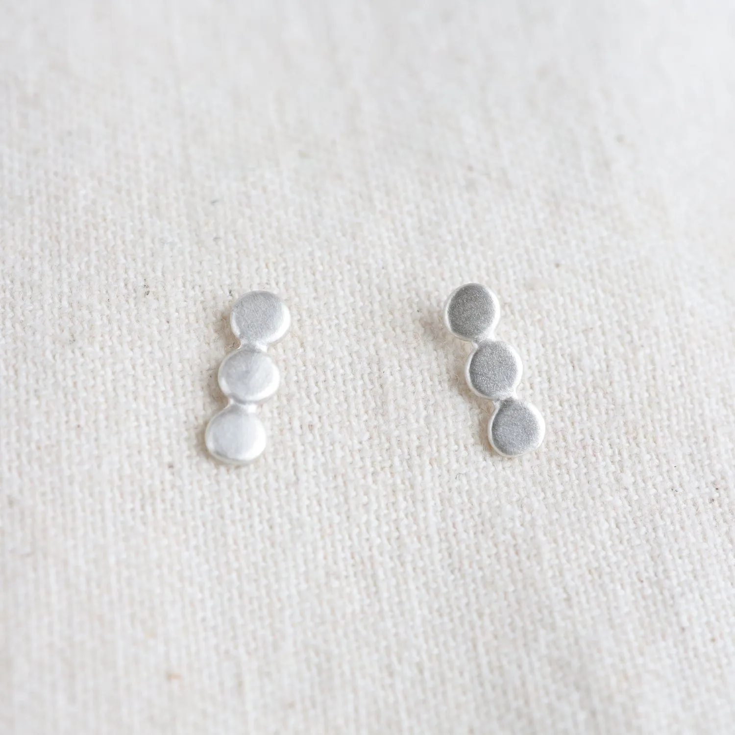 Sterling Silver Triplets Studs Earrings