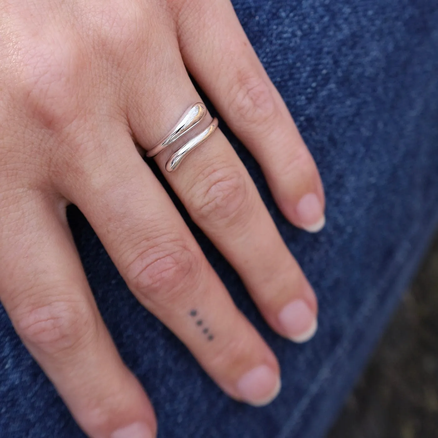 Sterling Silver Wrapped Dewdrop Ring