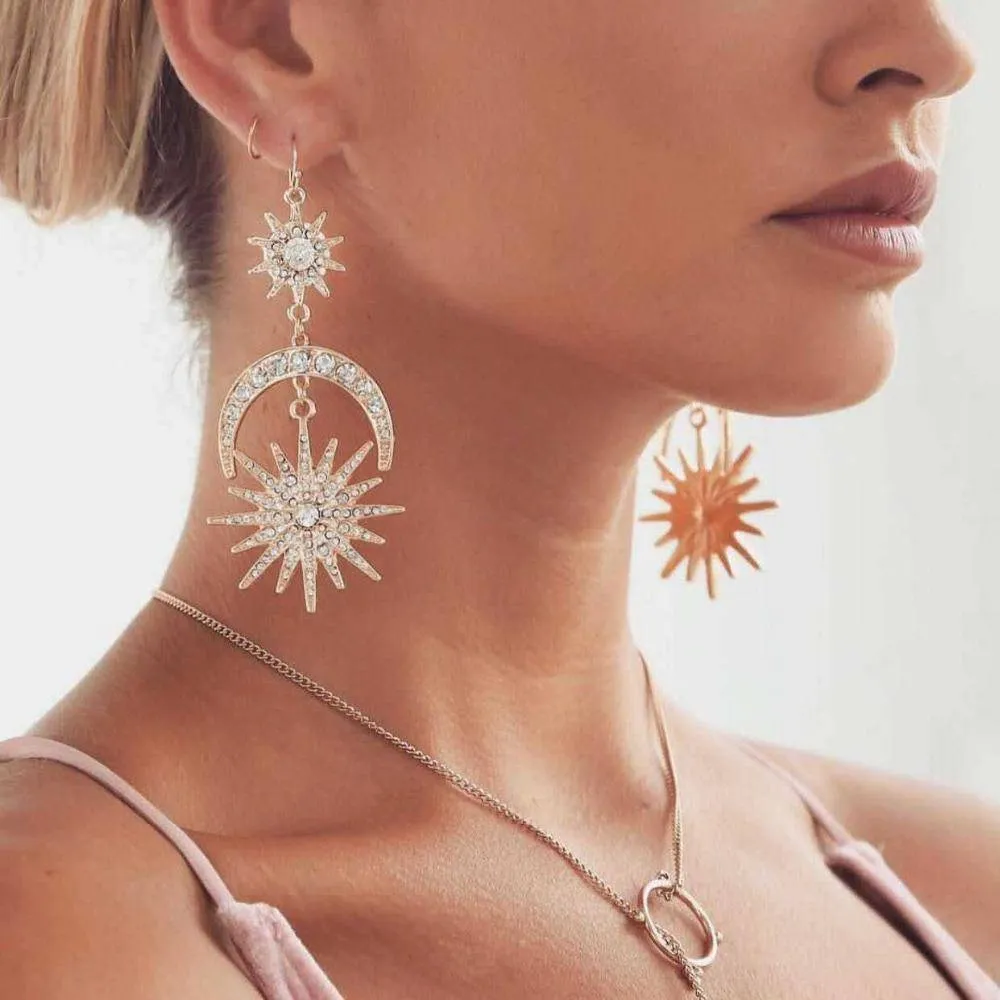 Sun Moon Drop Earrings