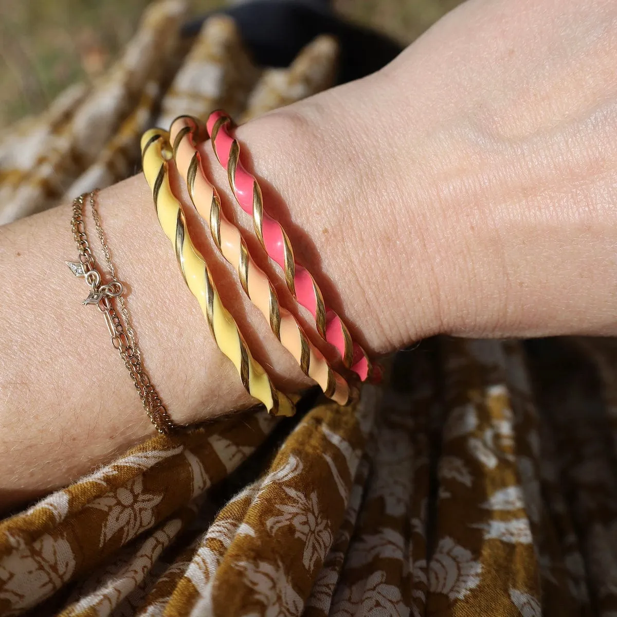 Terry Yellow Colorful Rushes Cuff Bracelet