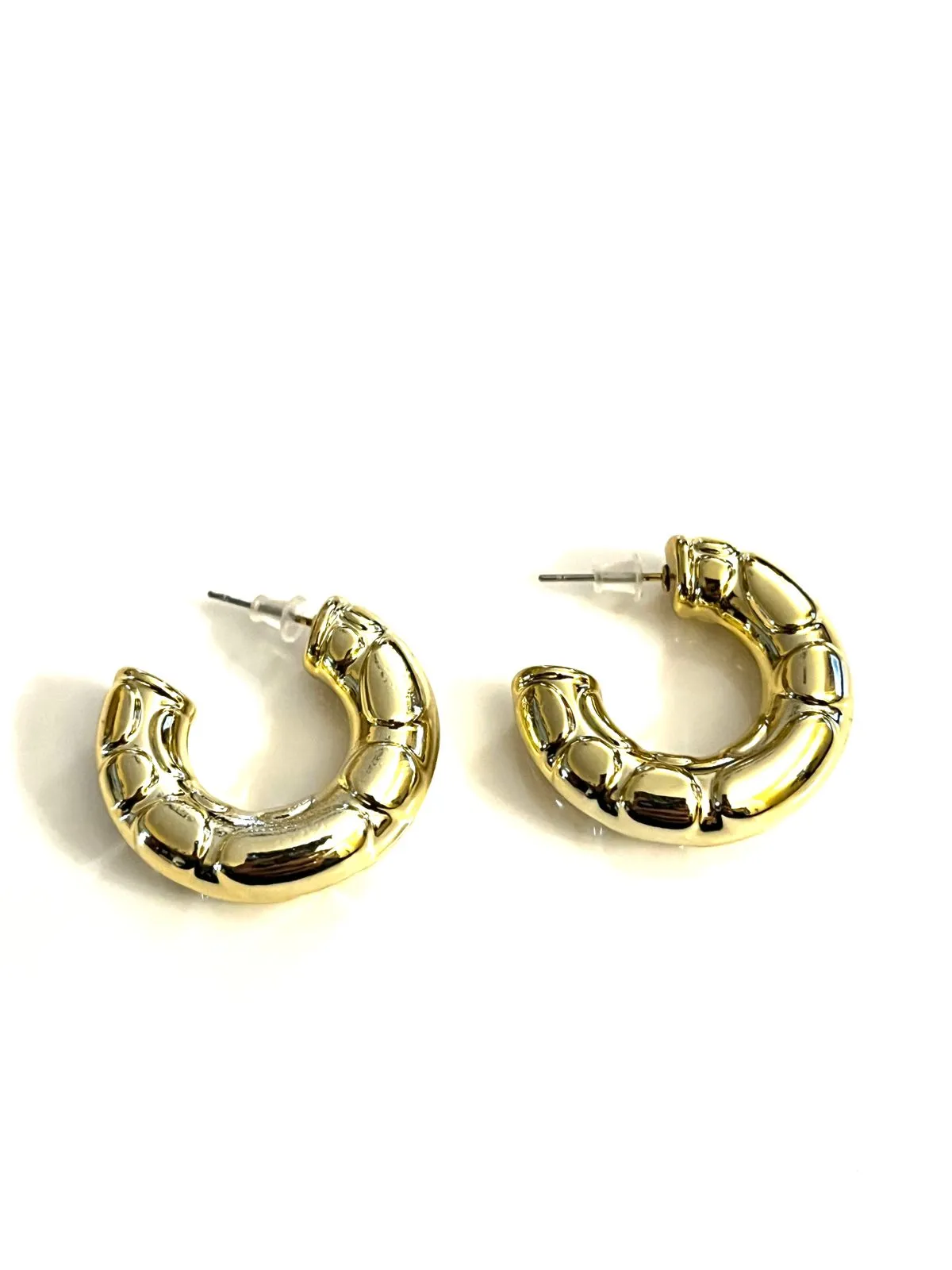 Textured  Gold Hoops - Trio Earrings