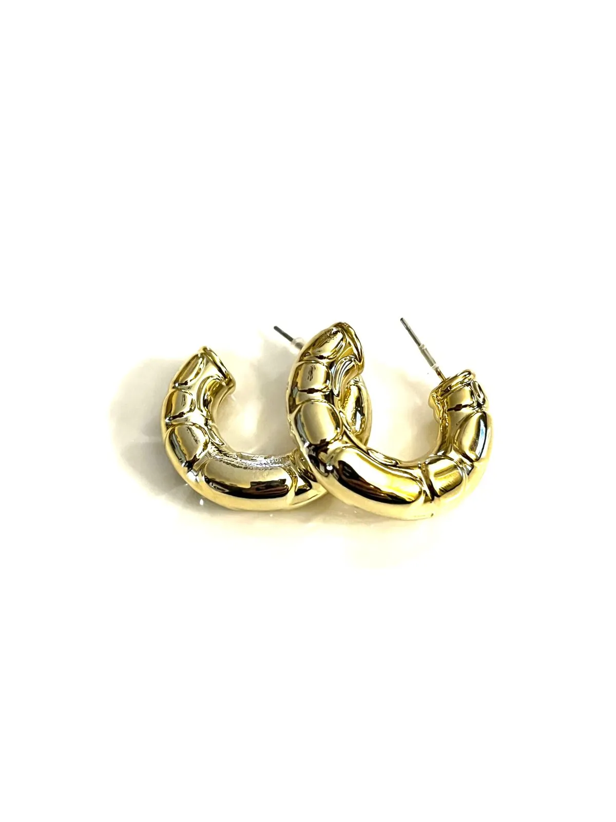 Textured  Gold Hoops - Trio Earrings