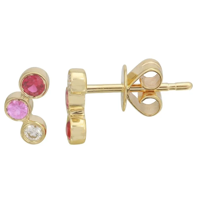 Triple Graduated Gemstone Curved Bezel Studs