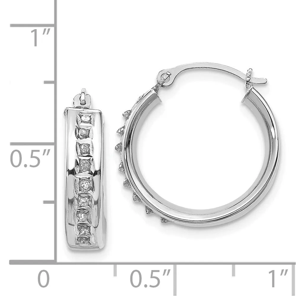 White Gold Diamond Fascination Round Hoop Earrings - Model DF254