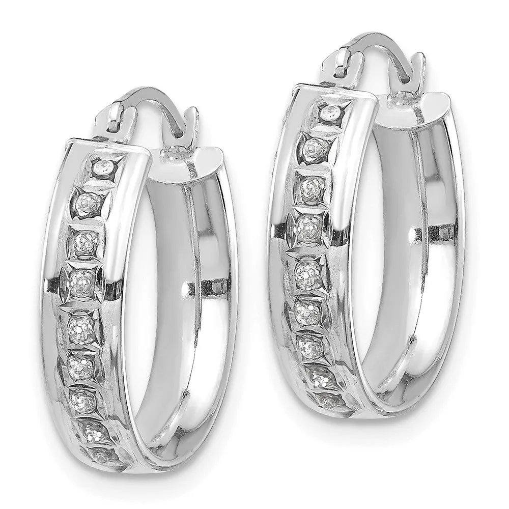 White Gold Diamond Fascination Round Hoop Earrings - Model DF254