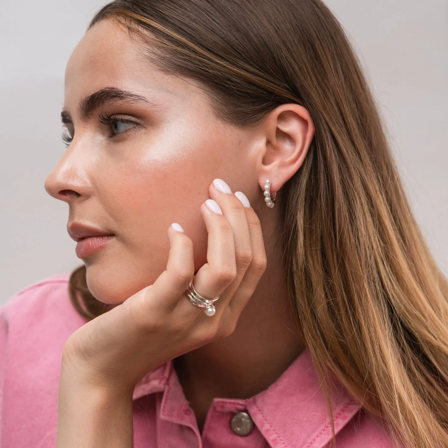 Wondrous Pearl Twinkle Stacking Rings