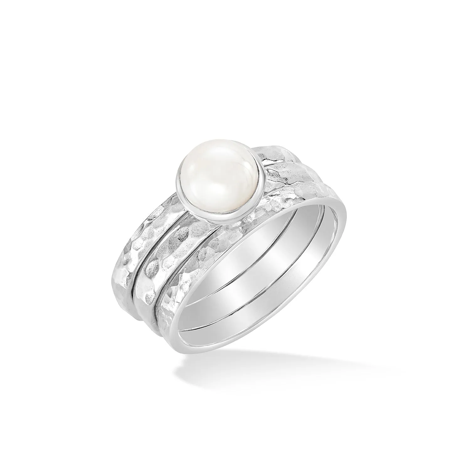 Wondrous Pearl Twinkle Stacking Rings