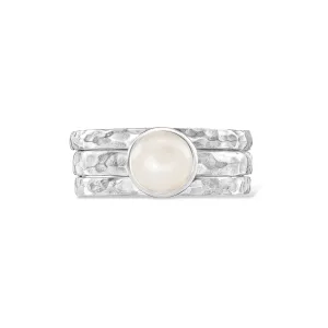 Wondrous Pearl Twinkle Stacking Rings