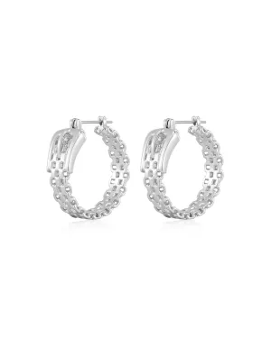 Woven Buckle Hoops- Silver