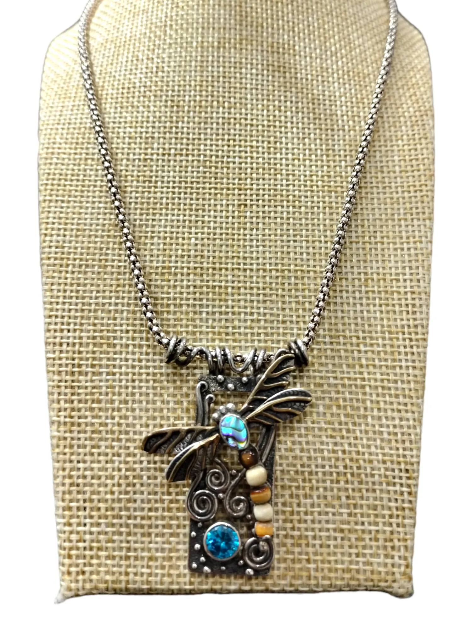 Zealandia - Dragonfly Necklace-Sterling Silver/14k gf wing details