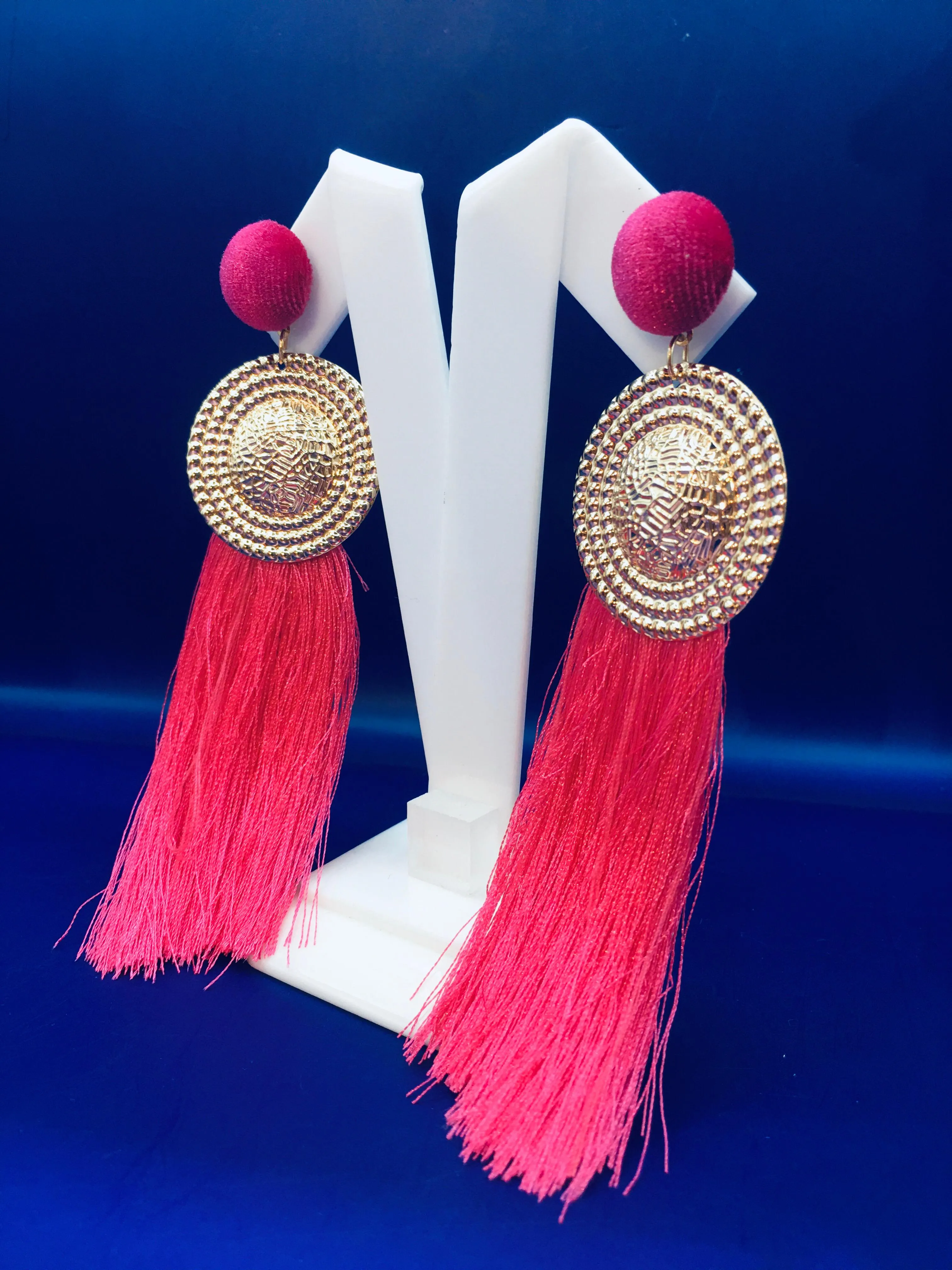 Zuhi Pink Tassels Earrings