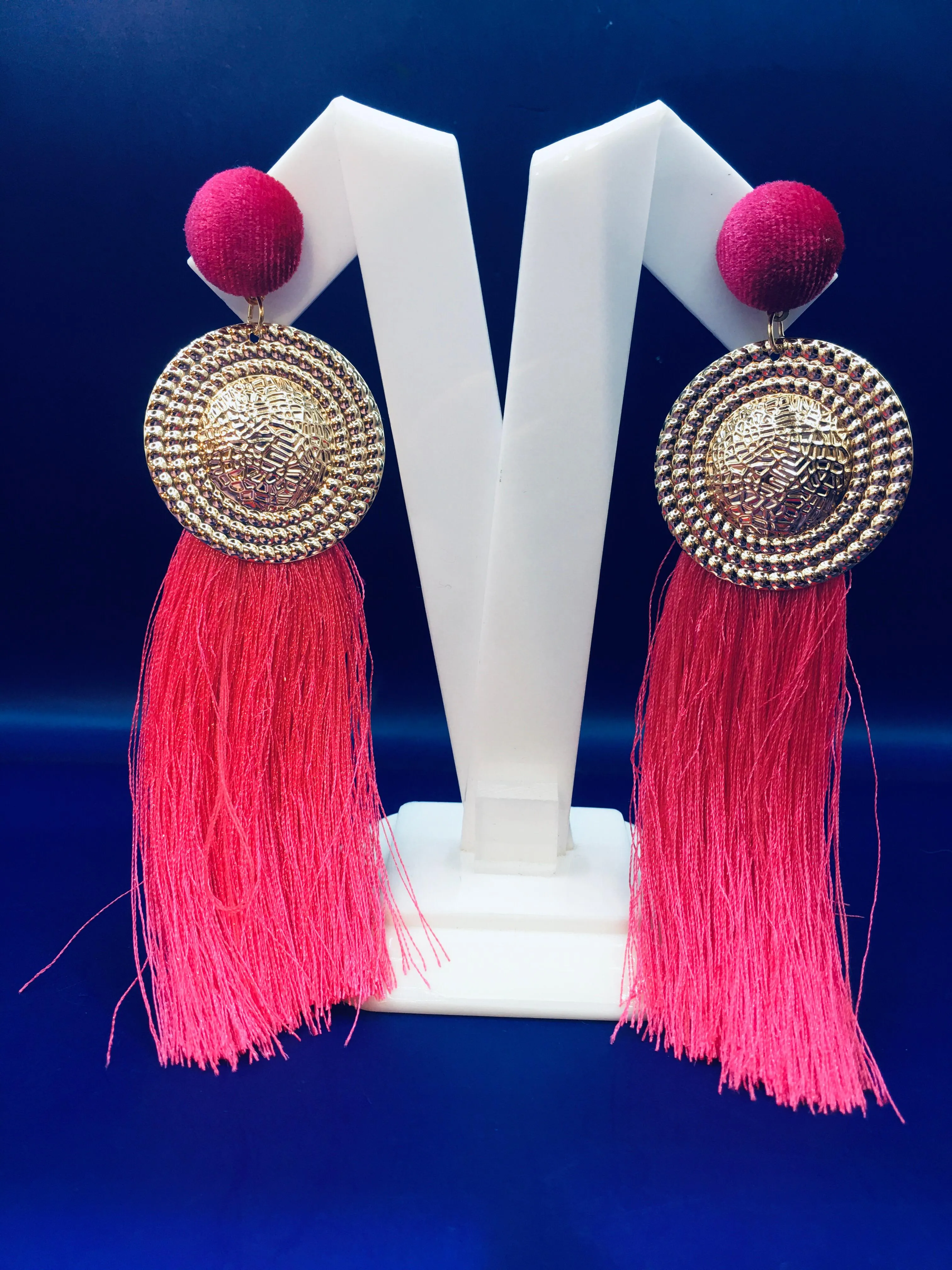 Zuhi Pink Tassels Earrings