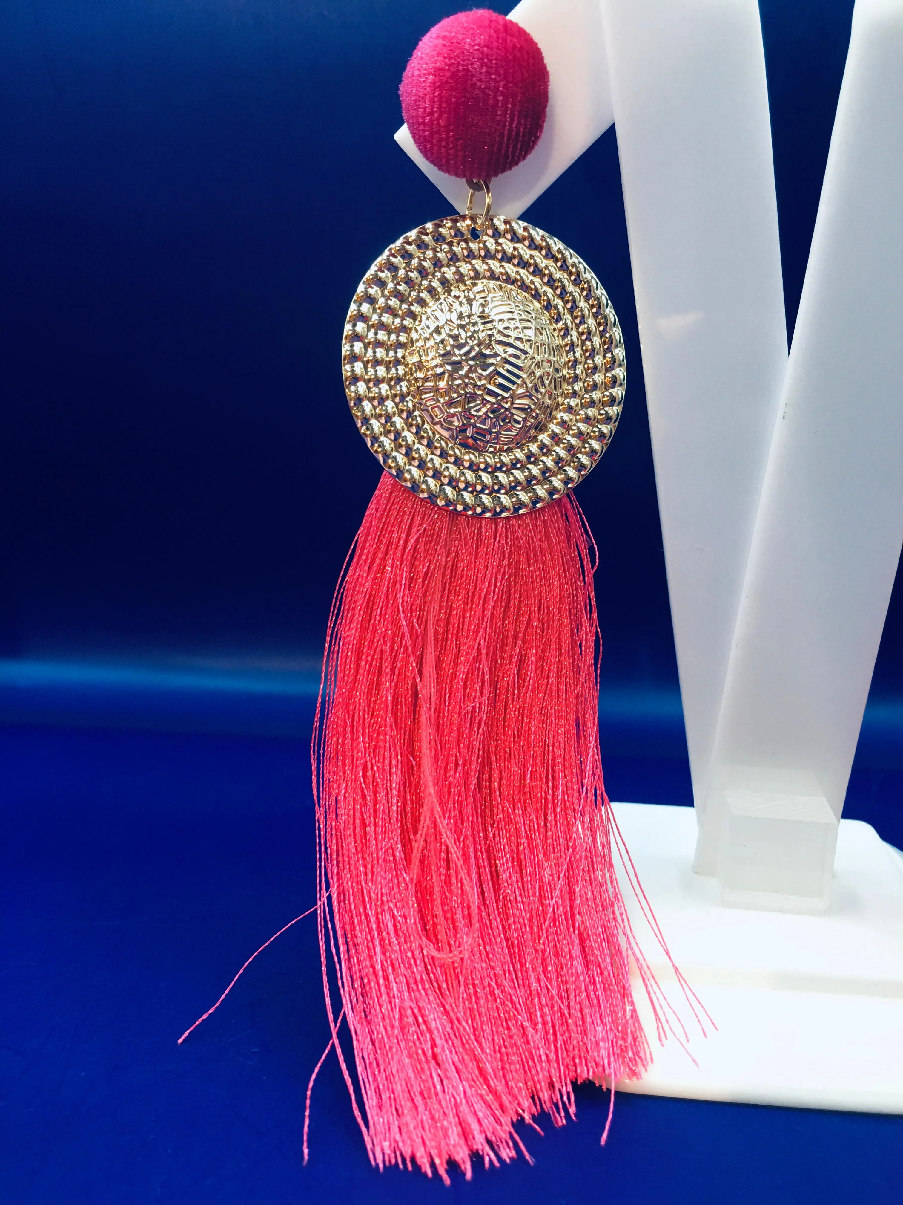 Zuhi Pink Tassels Earrings